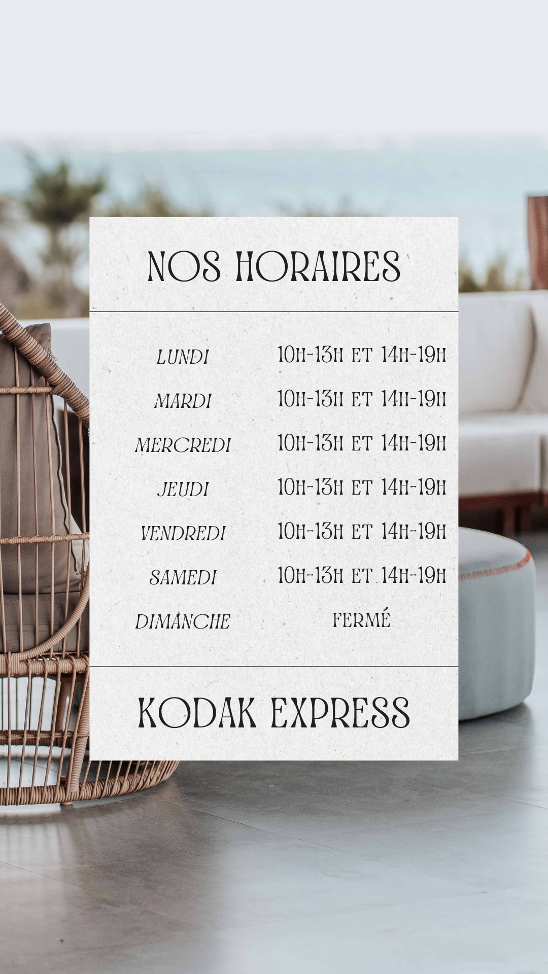 Vue de la boutique / Horaires